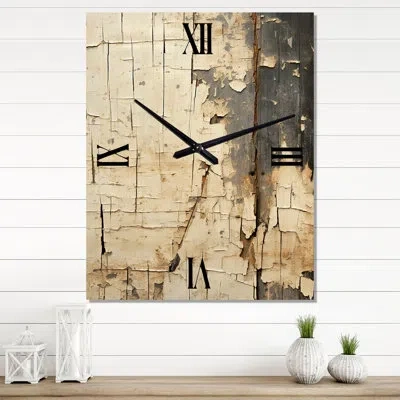 Design Art Yesterday Is History I - Modern Geometric Wall Clock In Beige