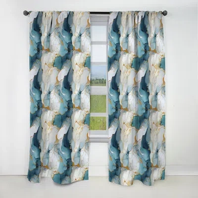 Design Art Zen Blue And White Marble - Abstract Marble Curtain - Blackout Marble Curtain - 1 Panels In Blue;white