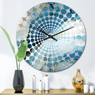 Design Art Zen Blue And White Marble - Marble  Wall Clock In Blue;white