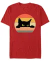 Design By Humans Men's Cat Retro Style Short Sleeve T-shirt In Red