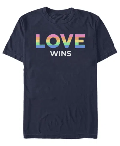 Design By Humans Men's Love Wins Short-sleeve T-shirt In Blue