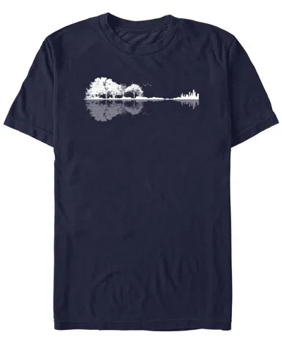 Design By Humans Men's Nature Guitar Short Sleeve T-shirt In Navy