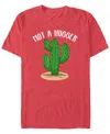 Design By Humans Men's Not A Hugger Botanical Cactus T-shirt In Red Heather