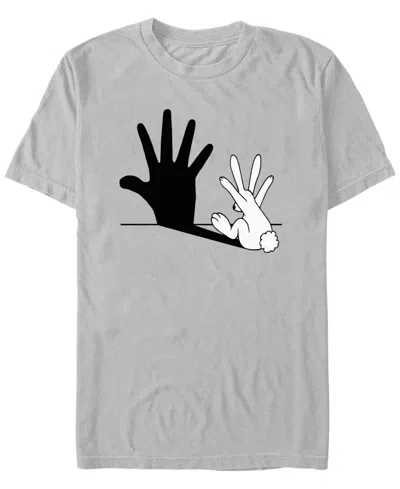 Design By Humans Men's Rabbit Hand Shadow Short Sleeve T-shirt In Silver