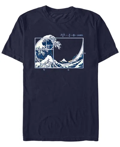 Design By Humans Men's The Great Fibonacci Wave Short Sleeve T-shirt In Navy