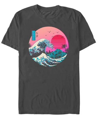 Design By Humans Men's The Great Retro Wave Short Sleeve T-shirt In Charcoal