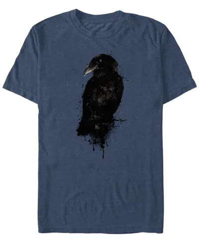 Design By Humans Men's The Raven Short Sleeve T-shirt In Navy Heather