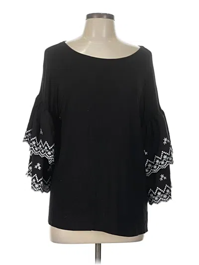 Pre-owned Design History 3/4 Sleeve Top Black Cold Shoulder Neckline Tops
