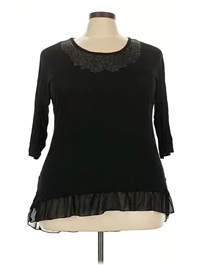 Pre-owned Design History 3/4 Sleeve Top Black Scoop Neck Tops