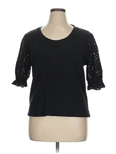 Pre-owned Design History 3/4 Sleeve Top Black Sweetheart Neckline Tops