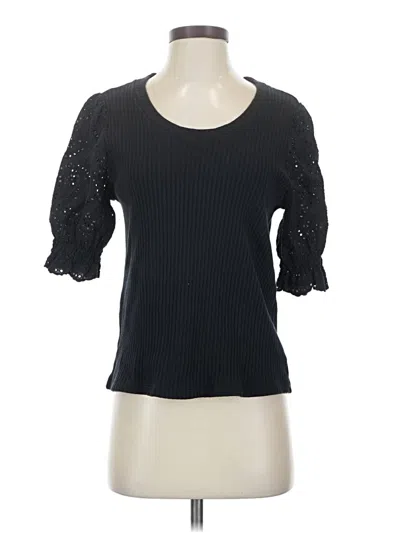 Pre-owned Design History 3/4 Sleeve Top Black Sweetheart Neckline Tops
