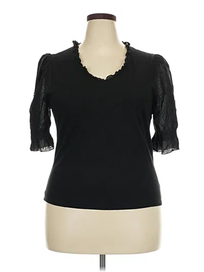 Pre-owned Design History 3/4 Sleeve Top Black Sweetheart Neckline Tops