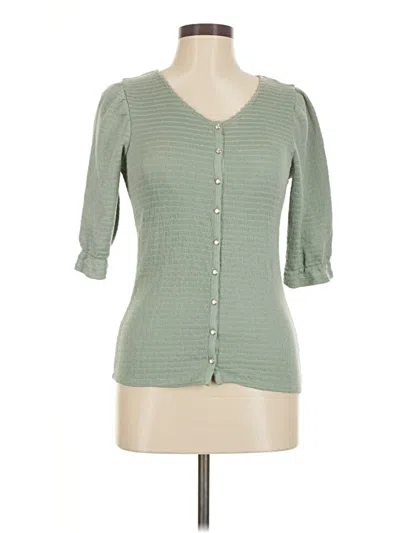 Pre-owned Design History 3/4 Sleeve Top Green Sweetheart Neckline Tops