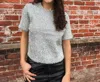 Design History Adeline Short Sleeve Sweater Top In Silver In Gray
