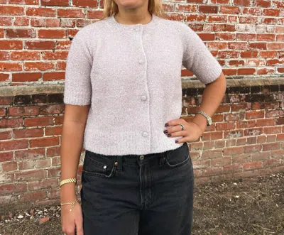 Design History Angelina Sweater Cardigan In Plum In White