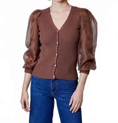 Design History Bark Long Sleeve Cardigan In Brown