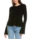 Design History Two Color Brioche Cashmere Sweater In Black
