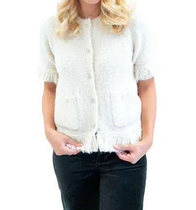 Design History Boucle Fringe Cardigan In Snowbound In Multi