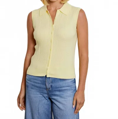 Design History Button Front Sleeveless Sweater In Lemon In Yellow