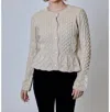 Design History Cable-knit Crewneck Cardigan In Almond In Pink