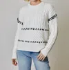 Design History Cableknit Combo Stitched Sweater In Cream Combo In Beige