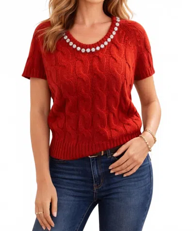 Design History Cap Sleeve Sweater In Red