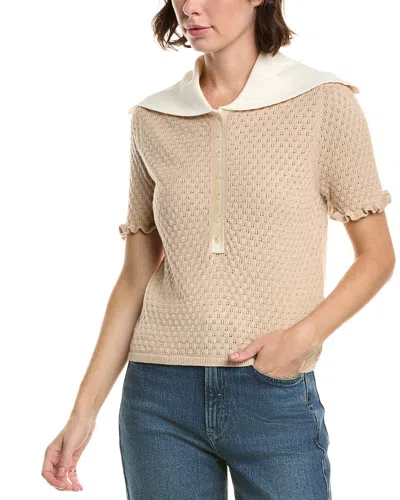 Design History Cashmere-blend Polo Sweater In Brown