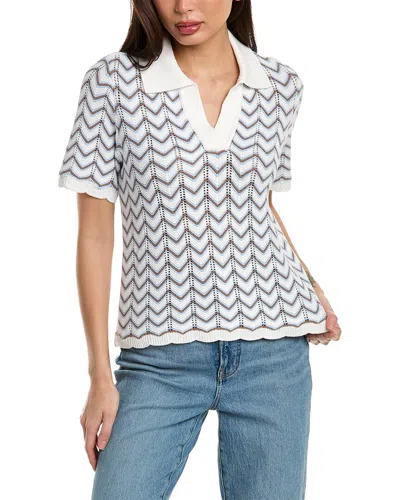 Design History Chevron Polo Sweater In White