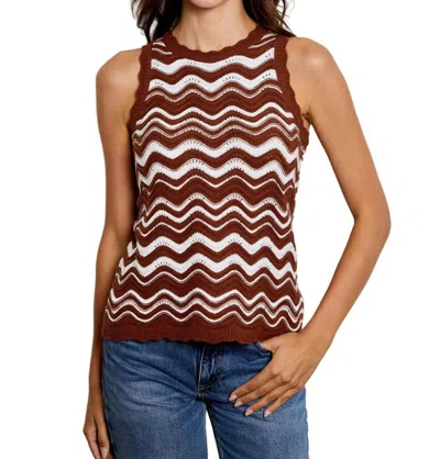 Design History Chevron Sweater Tank Top In French Roast Combo In Brown