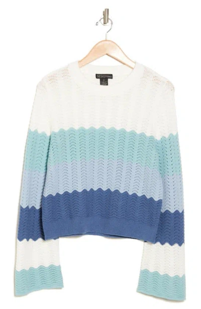 Design History Colorblock Pointelle Sweater In Sky Blue