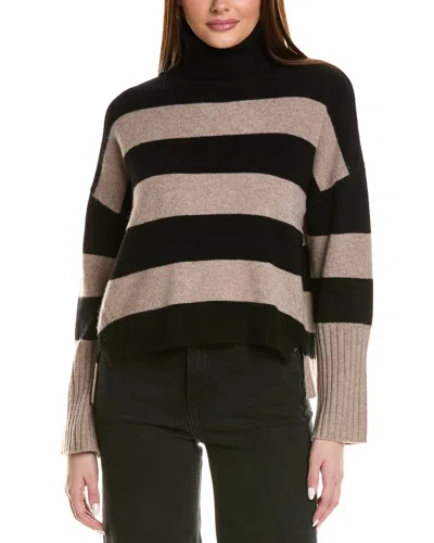 Design History Colorblocked Turtleneck Cashmere Sweater In Black
