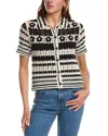 Design History Crochet Button Down Top In Black
