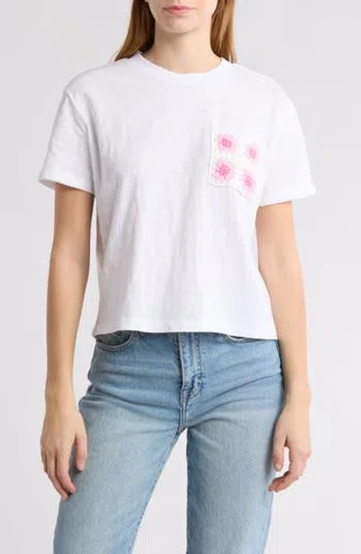 Design History Crochet Pocket Cotton T-shirt In Wild Lilac Combo
