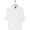 Design History Crochet Short Sleeve Button-up Sweater In White
