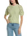 Design History Crochet Sleeve Sweater In Multi