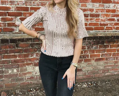 Design History Delaney Sparkling Top In Rose In Multi