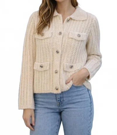 Design History Double Pocket Sweater Cardigan In Humas In Neutral