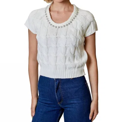 Design History Embellished Sweater In Winter White