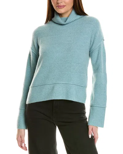 Design History Exposed Seam Turtleneck Cashmere Sweater In Blue