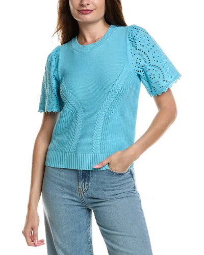 DESIGN HISTORY EYELET SLEEVE SWEATER