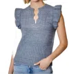 Design History Flutter Sleeve Sweater In Hush Blue In Multi