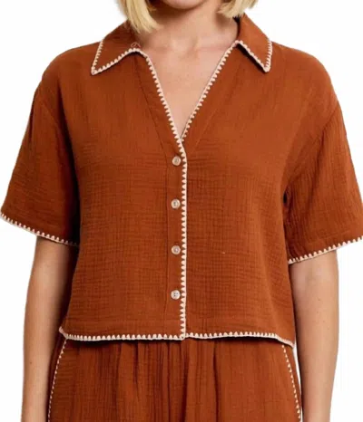 Design History Gauze Blouse In French Roast In Brown