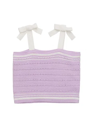 Design History Kids' Girl's Crochet Tank & Skort Set In Purple