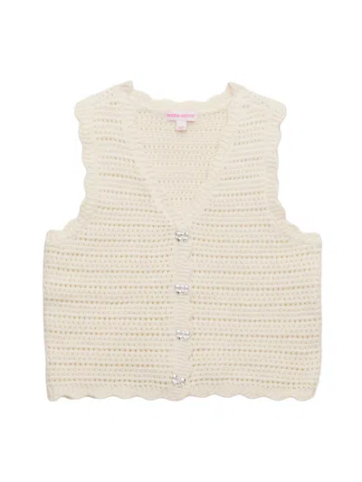 Design History Kids' Girl's Crochet Tank Vest & Shorts Set In Neutral