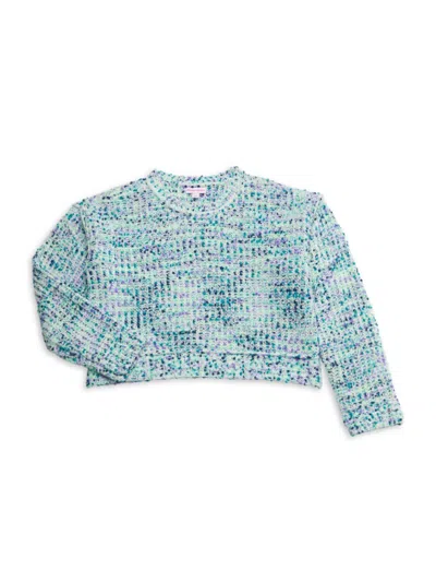 Design History Babies' Girl's Marled Knit Sweater In Dashing Blue