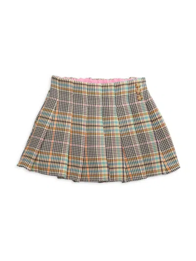 Design History Babies' Girl's Plaid Pleated Mini Skirt In Beige