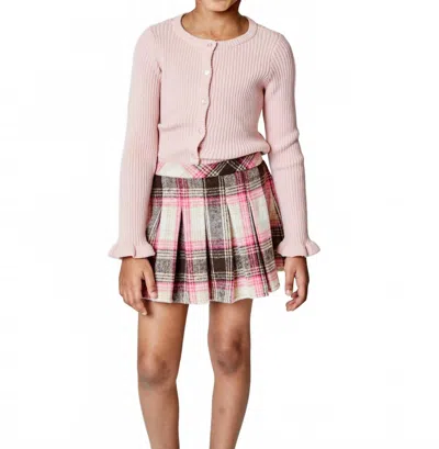 Design History Kids' Girl's Plaid Skort In Watermelon In Pink