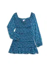 Design History Girl's Print Smocked Dress In Blue