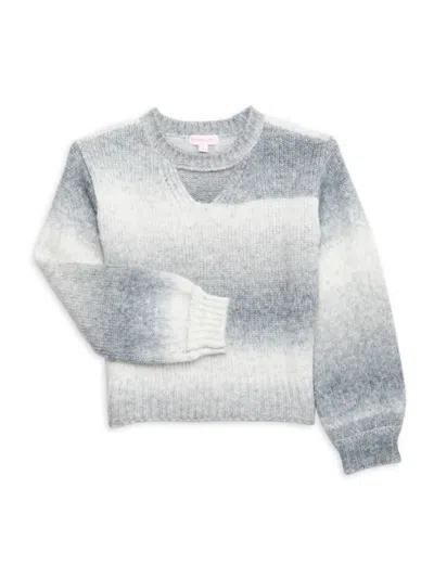 Design History Kids' Girl's Space Dye Sweater In Grey White