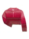 Design History Girl's Striped Quarter-zip Sweater In Red Multi